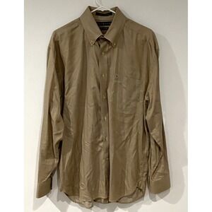 Men's Tommy Hilfiger Button Down Shirt 80's 2 Ply Fabric (Soft) Beige Size